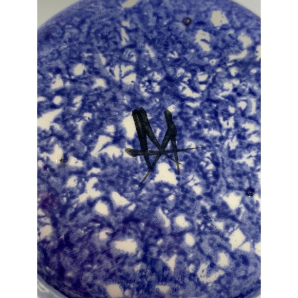 MOLLY DALLAS OPEN SUGAR BOWL Sheep Blue Spatterware Farmhouse MOLLY'S COWS Folk - Picture 6 of 9